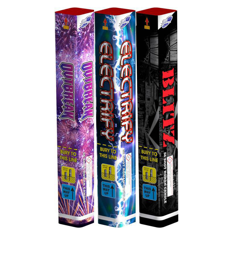 Sky Crafter Fireworks 56 Shot Roman Candle Barrage Choice Of 3